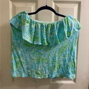 Lilly Pulitzer Blue and Green Crab Sleeveless Top
